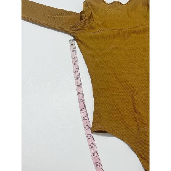 Goldsign The Rib Deep Bodysuit NWT Long Sleeve‎ Golden Yellow Ochre Small - Picture 9 of 16